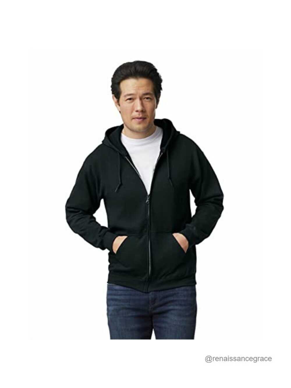 Fleece Zip Hoodie Sweatshirt Cotton Blend Classic Fit Unisex